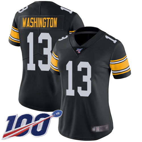Women Pittsburgh Steelers Football #13 Limited Black James Washington Alternate 100th Season Vapor Untouchable Nike NFL Jersey